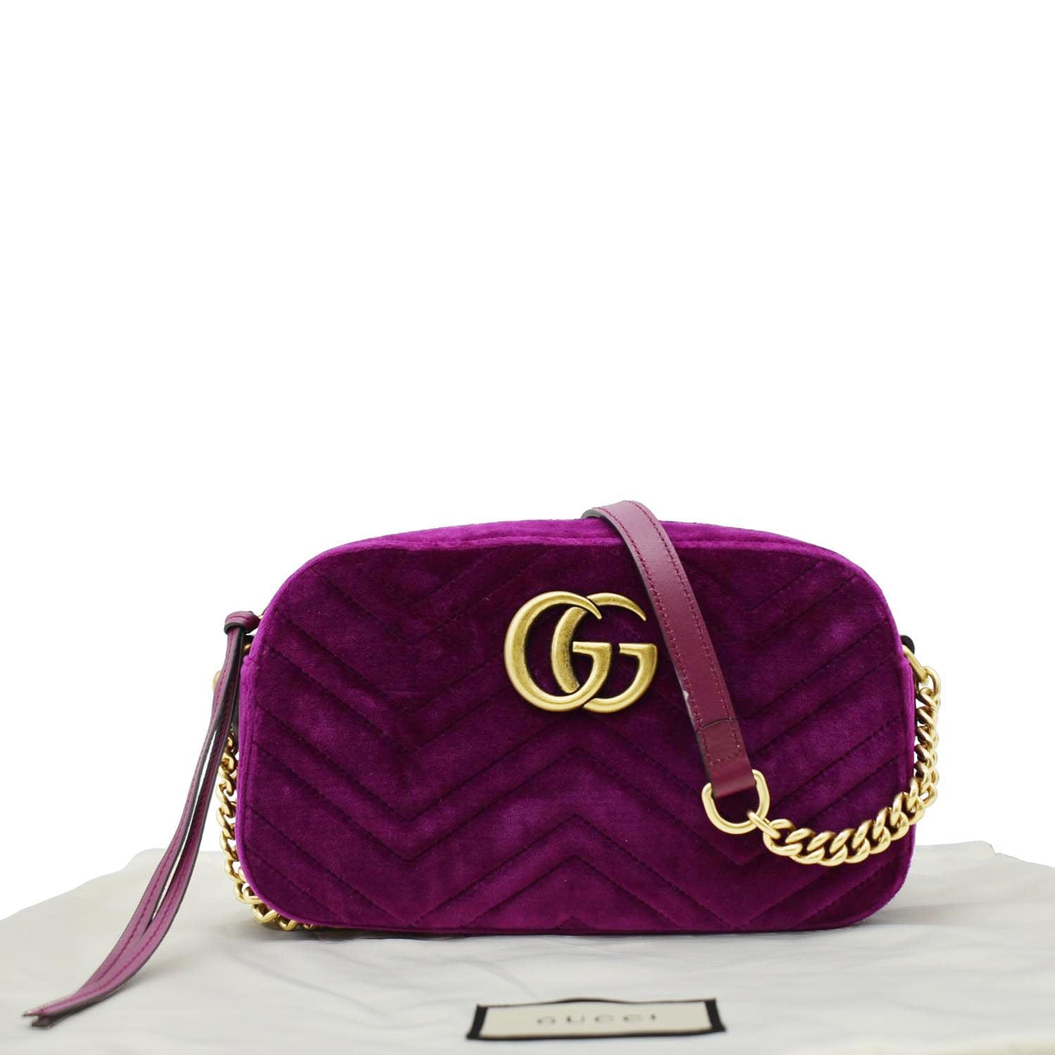GUCCI GG Marmont Small Matelasse Chain Purple Shoulder Bag