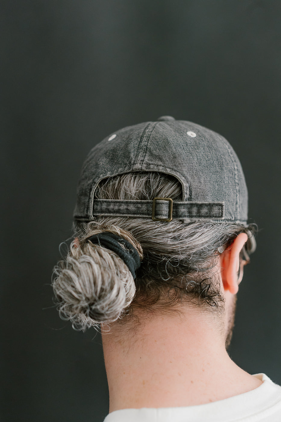 6843HW - 6 Panel Denim Baseball Cap 'F' Patch - Black Vintage Wash