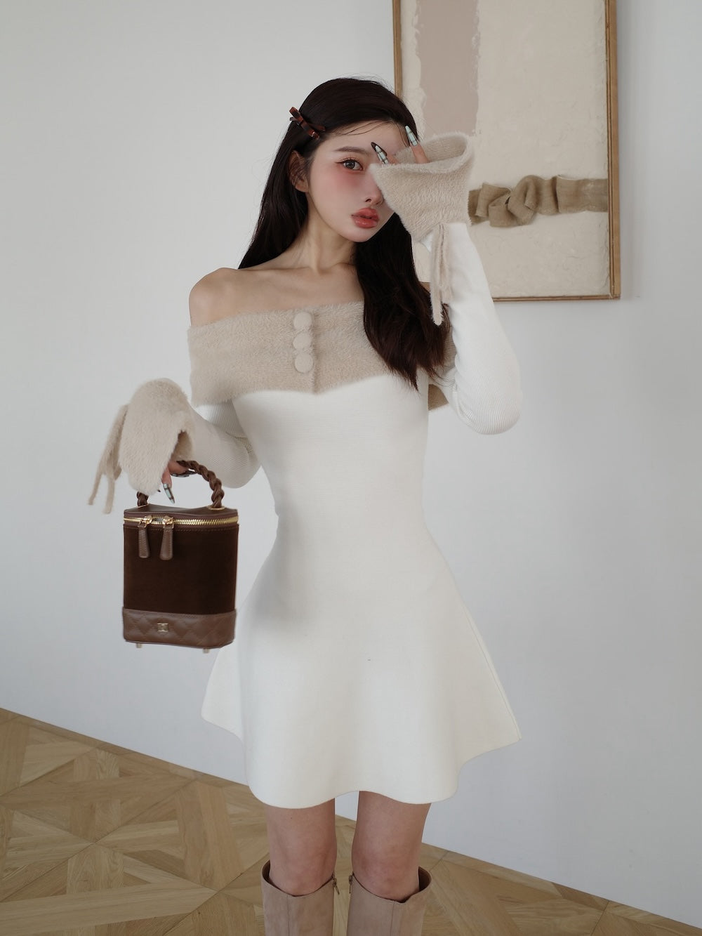 オフショルシャギーニットミニワンピース – Darich (ダーリッチ)