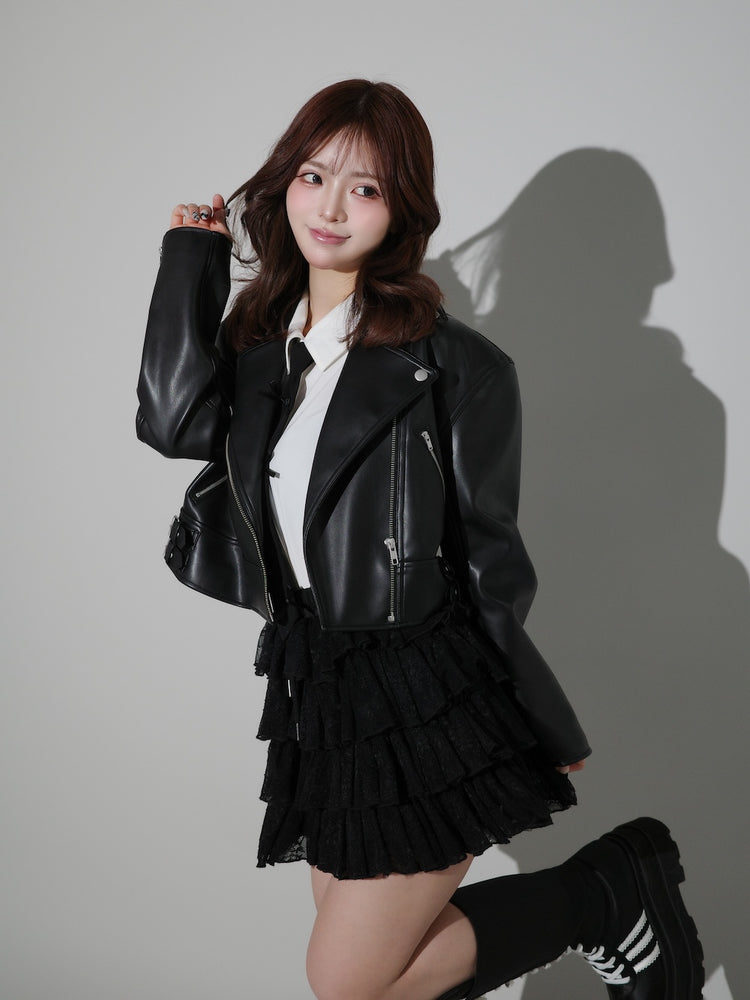 新品タグ付 ダーリッチ ダブルベルトライダースジャケット ピンク