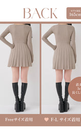 ネックリボンデザインフレアニットミニワンピース – Darich (ダーリッチ)