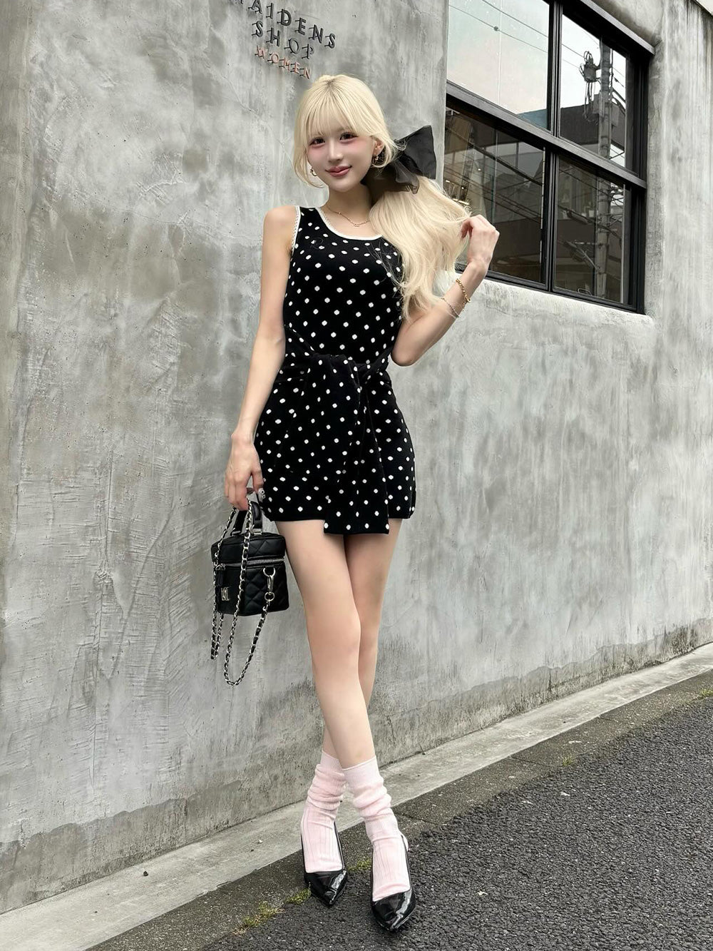 ウエストマークドットニットミニワンピース – Darich (ダーリッチ)