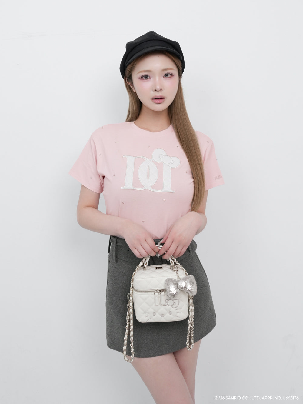 予約商品】Hello DarichキルティングアップリケビジューTシャツ