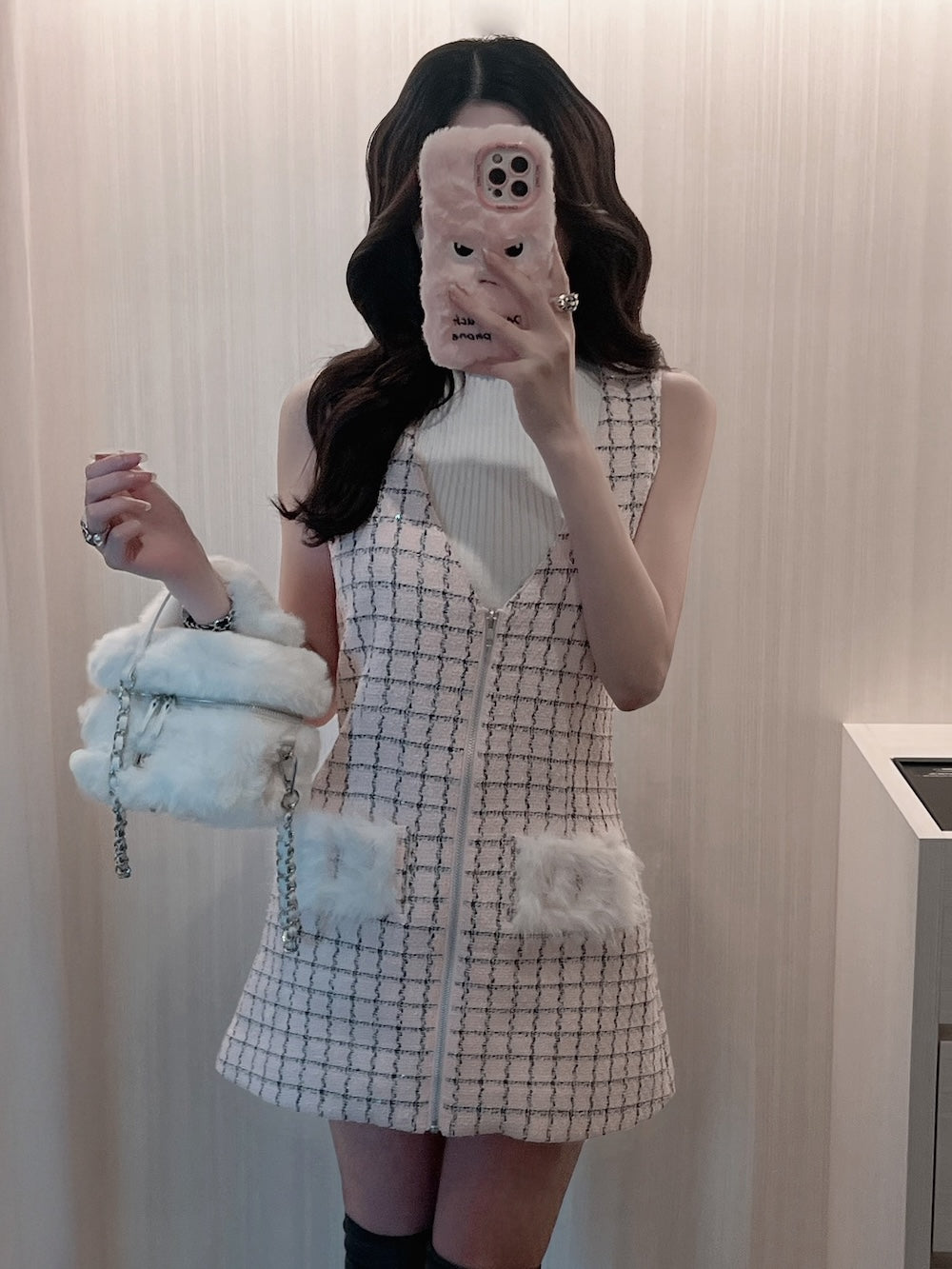 フロントファスナーツイードミニワンピース – Darich (ダーリッチ)