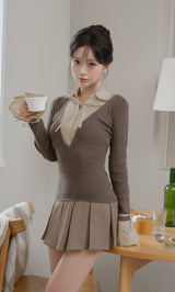 シャツドッキングプリーツミニワンピース – Darich (ダーリッチ)