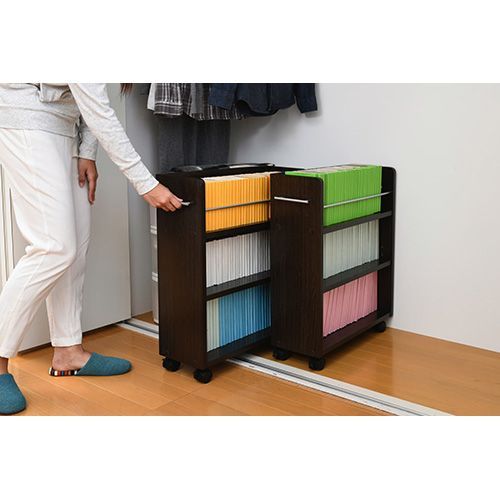 クローゼット収納 クローゼット本棚 キャスター付き SGT-0128-DB JK
