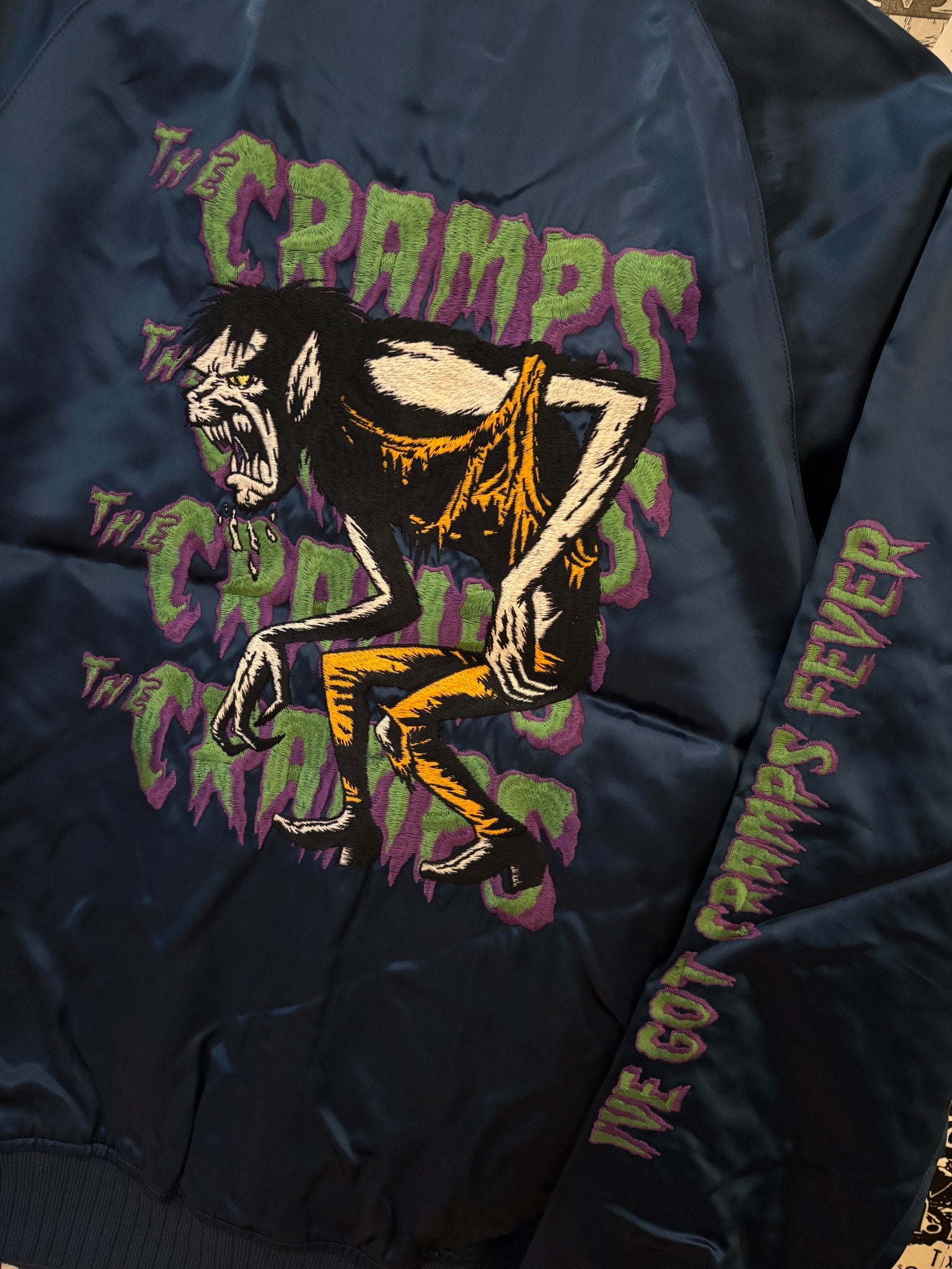 The Cramps Navy Satin Bomber Jacket (Unisex) – DeadRockers