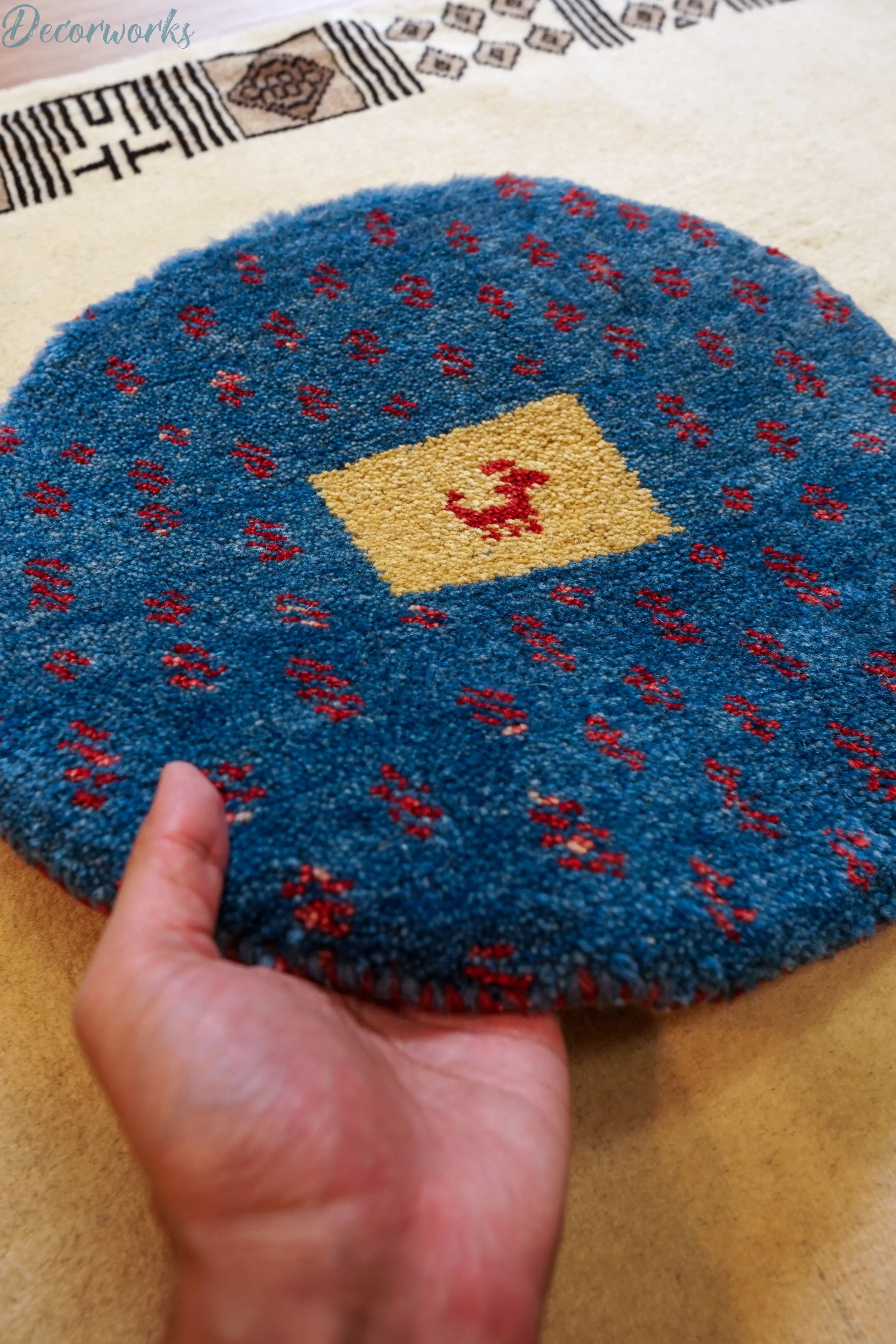 40×40cm ペルシャ絨毯 手織りギャッベ アマレ族 ギャベ - Decorworks