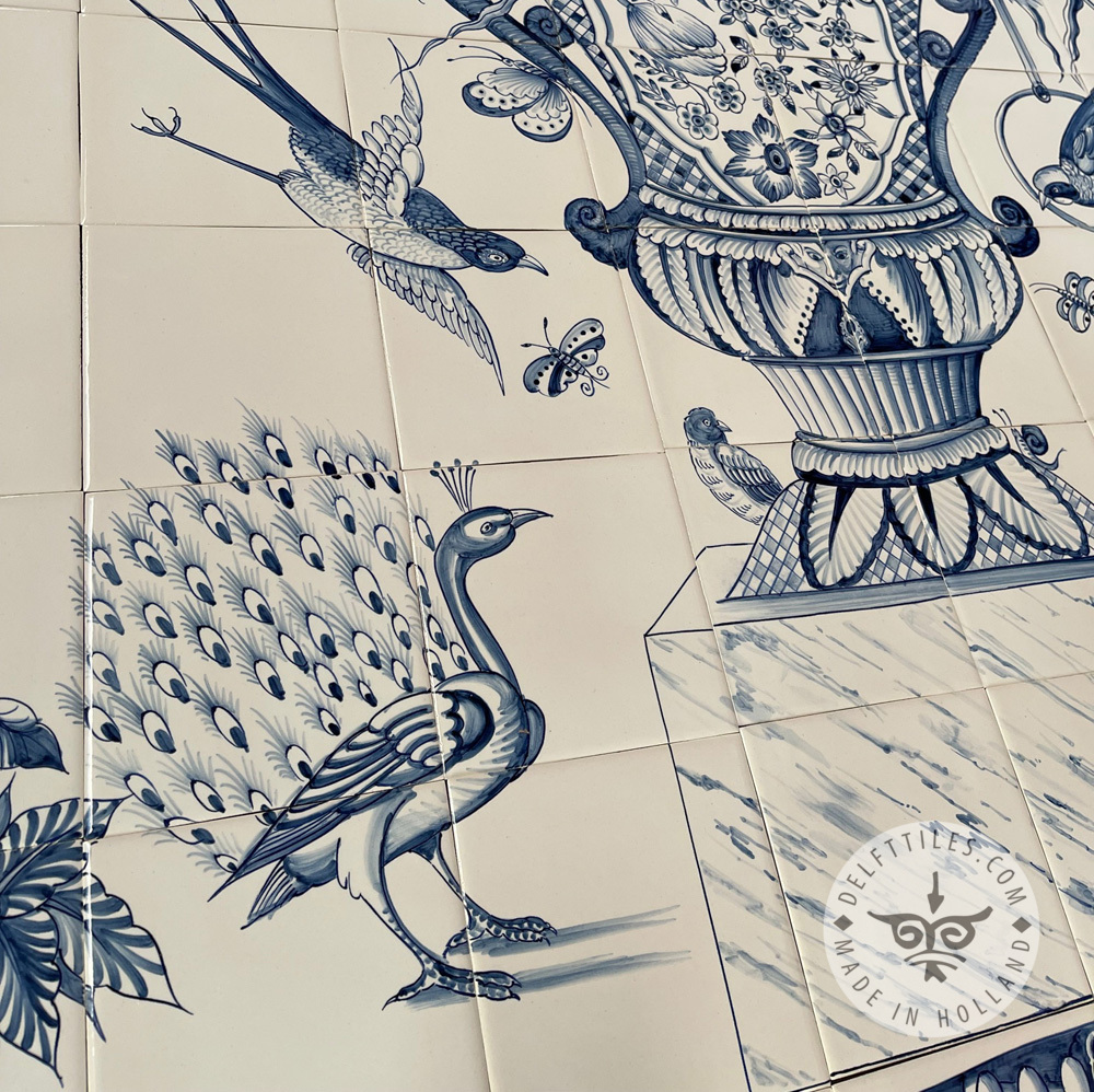 Flower Piece panel 8x14 tiles (BV112) - Delft Tiles