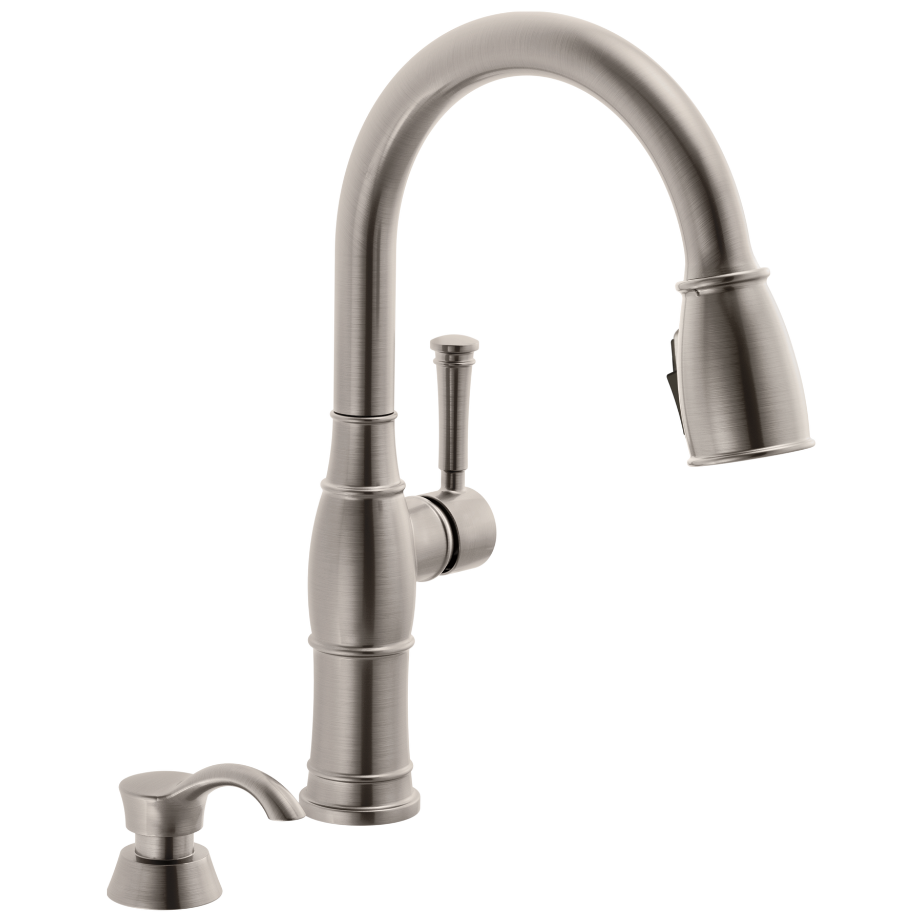 Single Handle Pull-Down Kitchen Faucet with Soap Dispenser and