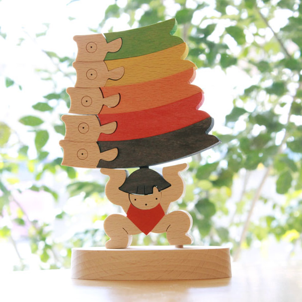 鯉のぼりを揚げる金太（小）】 木のおもちゃデポー