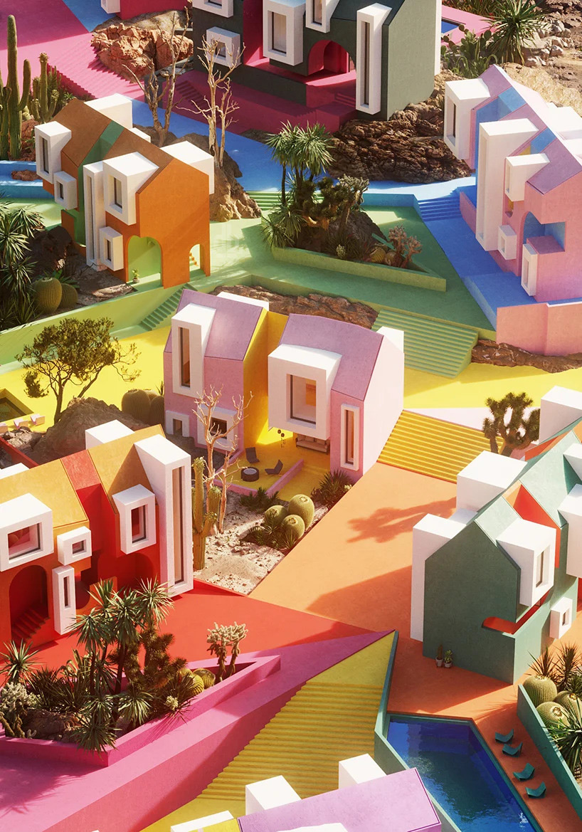 a chaotic cluster of vibrant dwellings makes up the sonora art village