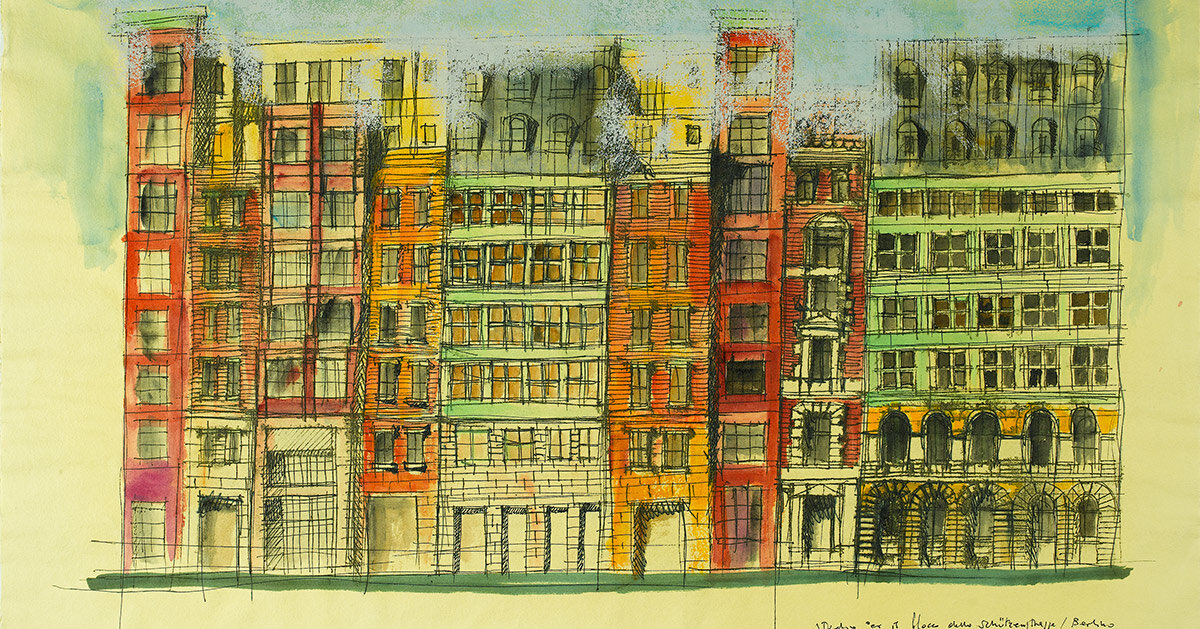 aldo rossi's architectural paintings spread vivid colors & bold