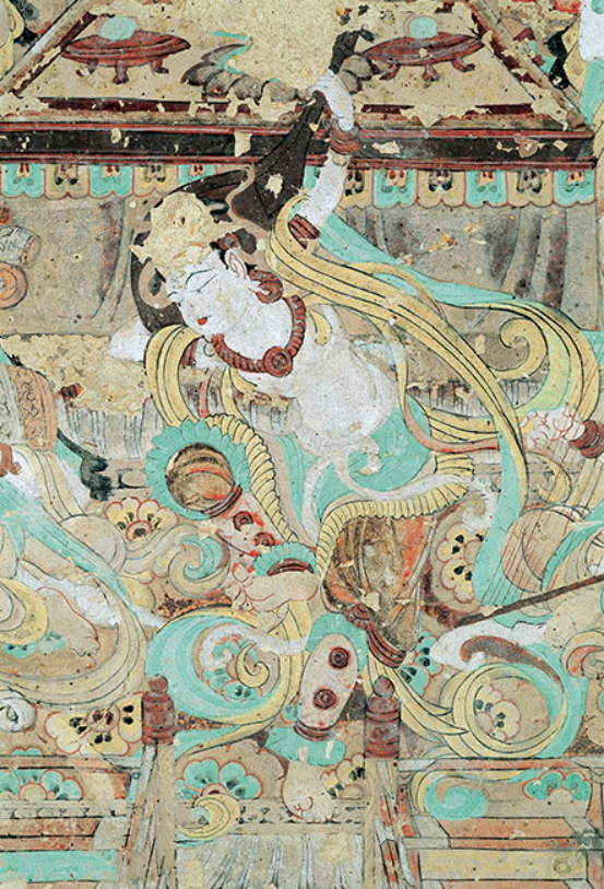 骨董市掘り出し品 中国唐時代 敦煌莫高窟壁画 彩絵 人物像 AK1793A1-3