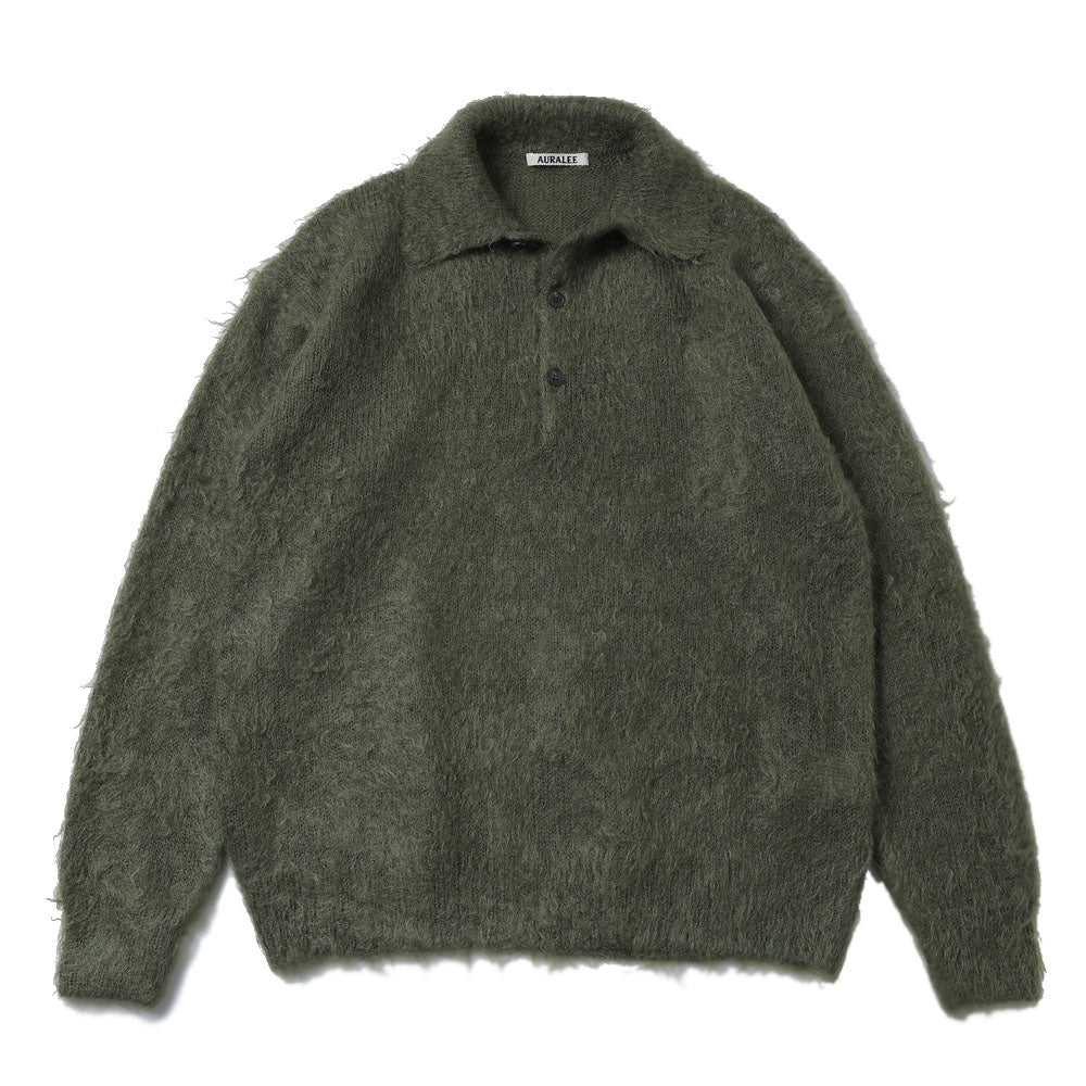 AURALEE(オーラリー) BRUSHED SUPER KID MOHAIR KNIT POLO (A25AP01KM