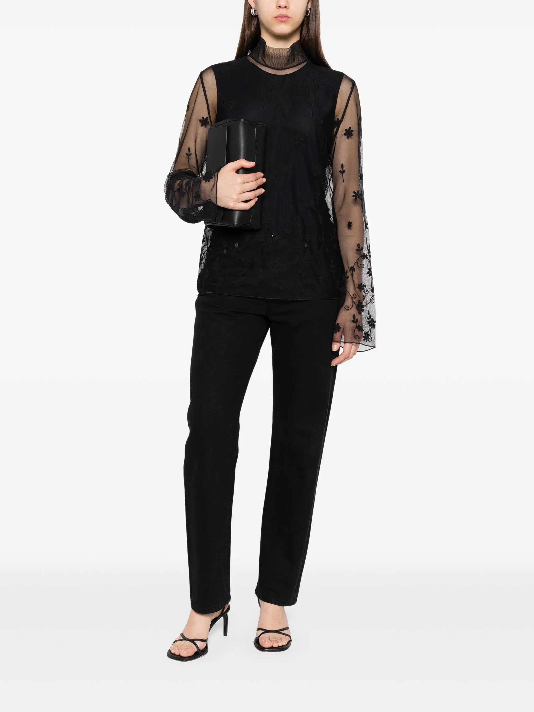 Black floral tulle blouse Toteme - women - TOTEME