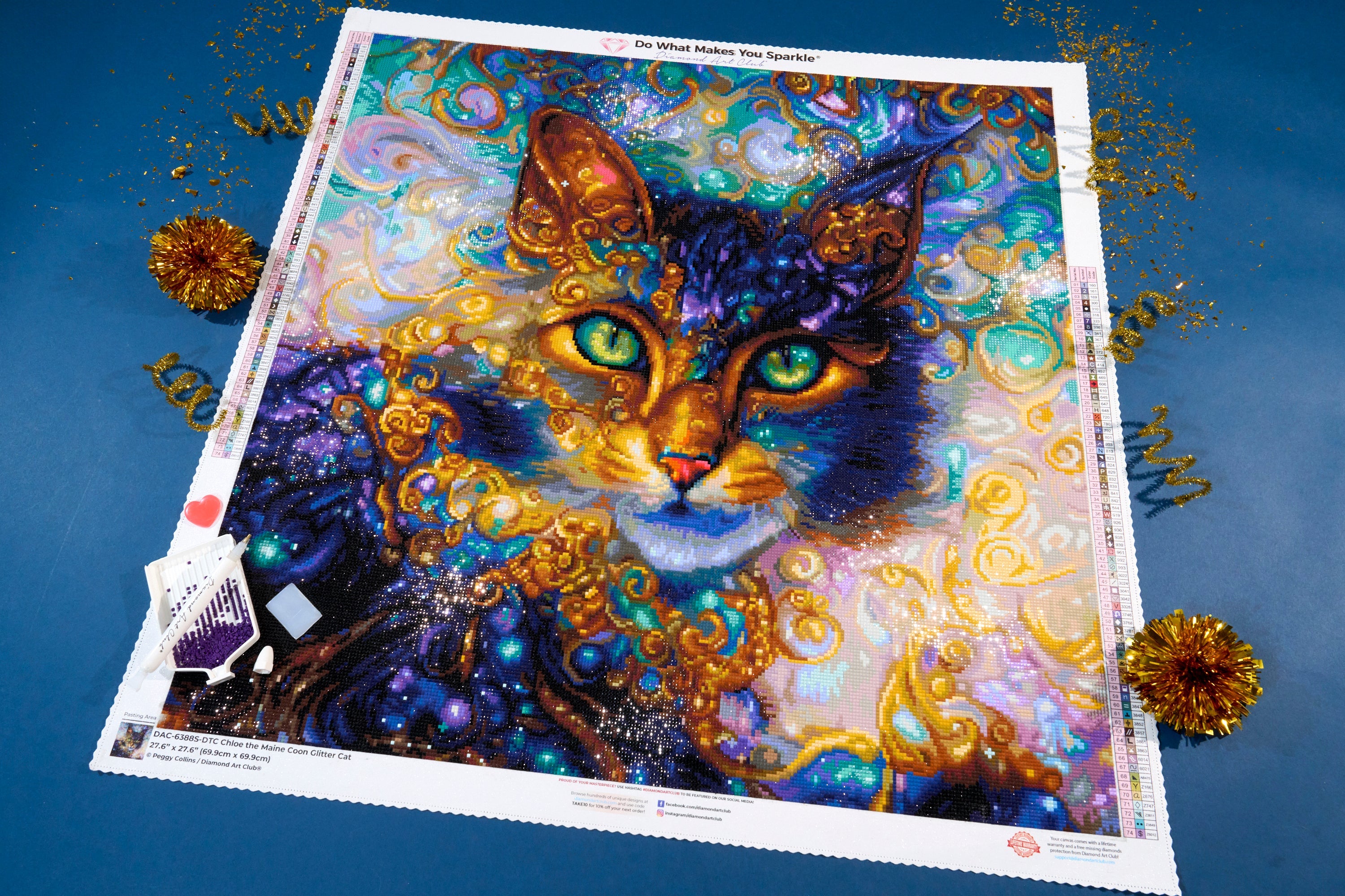 Chloe the Maine Coon Glitter Cat – Diamond Art Club