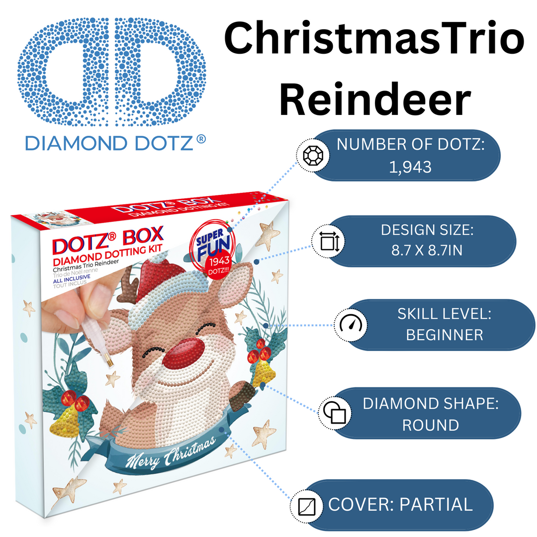 Christmas Trio Reindeer | Diamond Painting Kits Kids Christmas