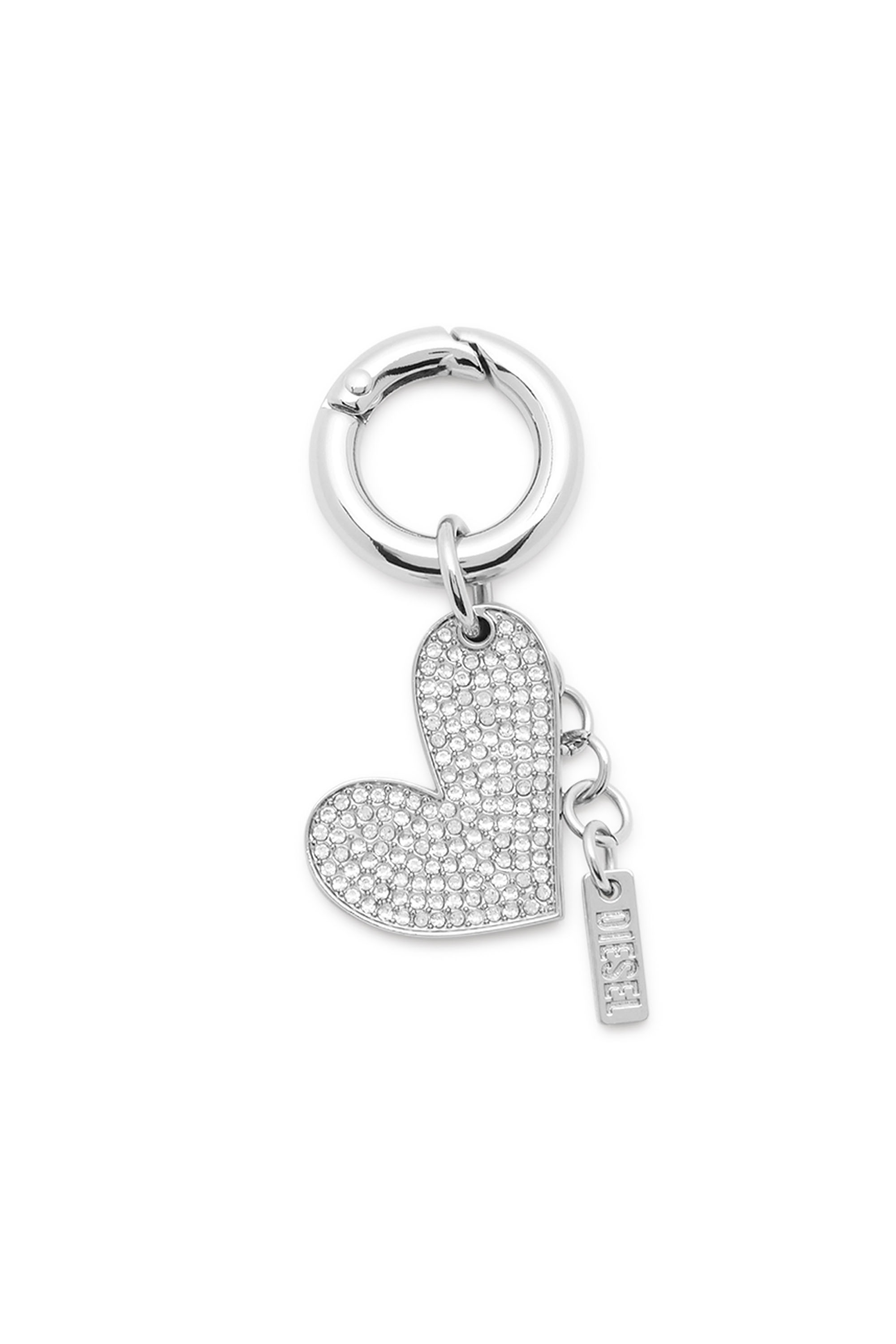 CHARM-HEART Metal heart charm with rhinestones｜シルバー