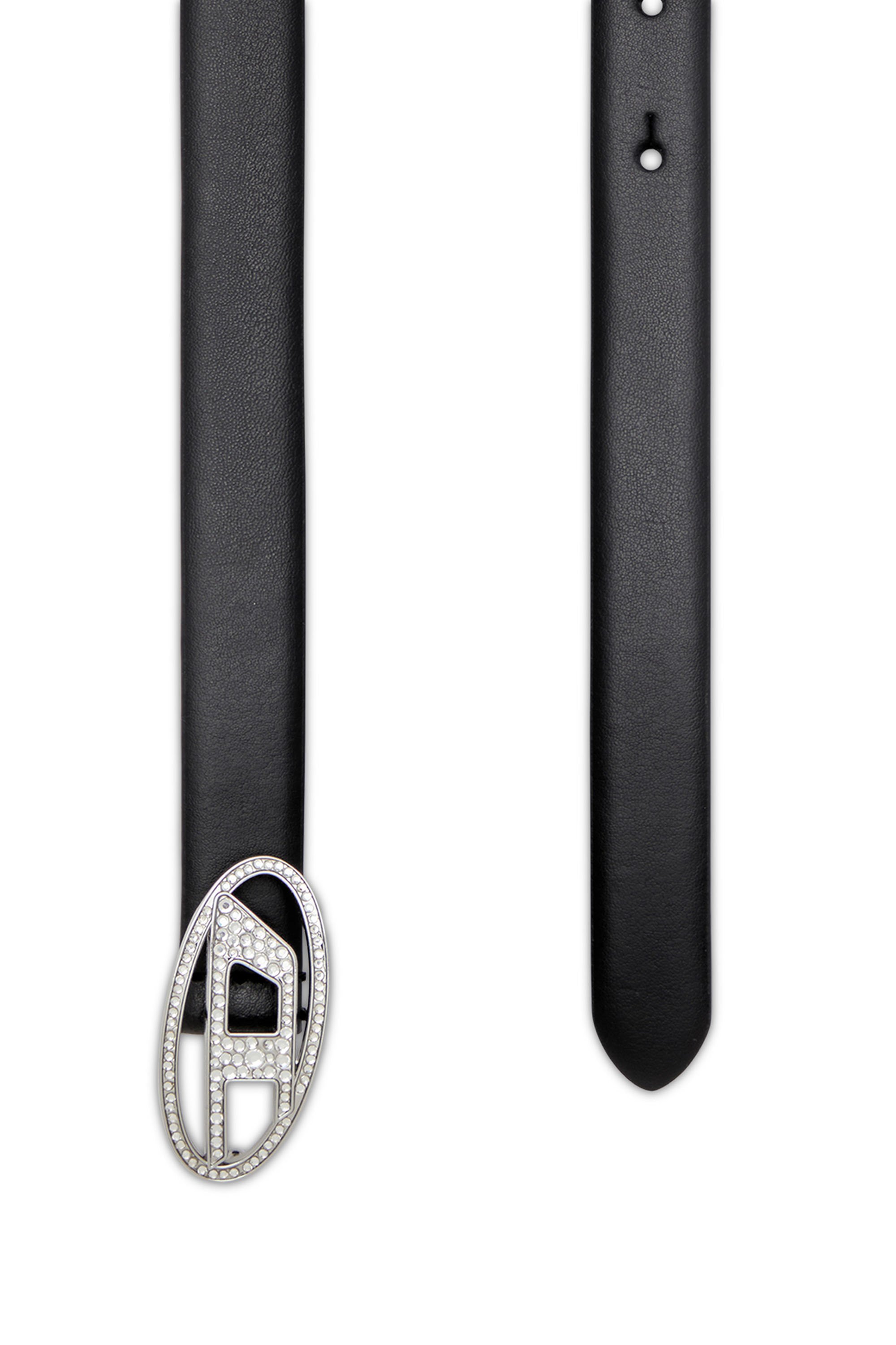 B-1DR STRASS 20 1.9cm slim leather belt with crystal buckle