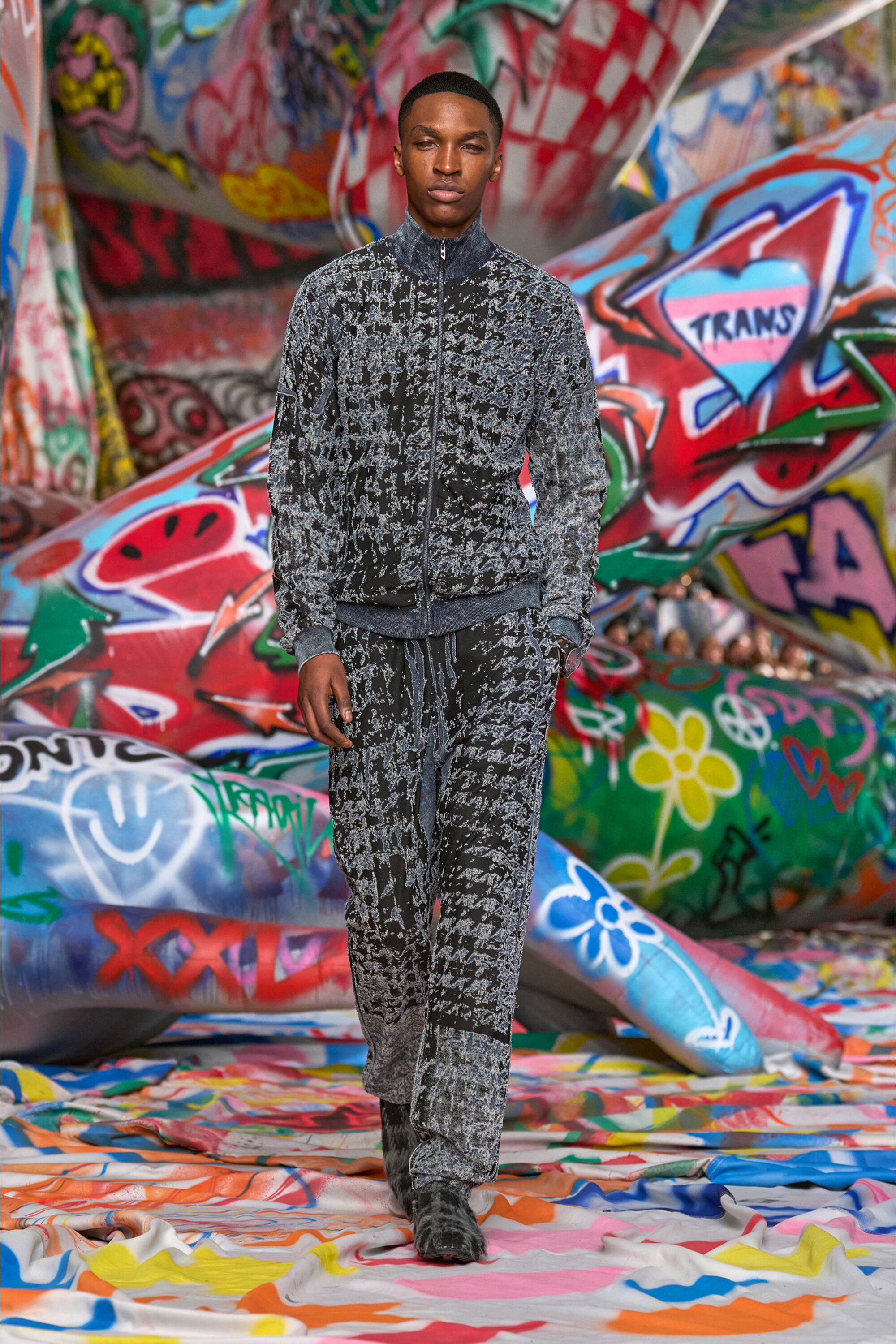 S-CORR Devoré houndstooth zip-up top｜マルチカラー｜メンズ｜DIESEL