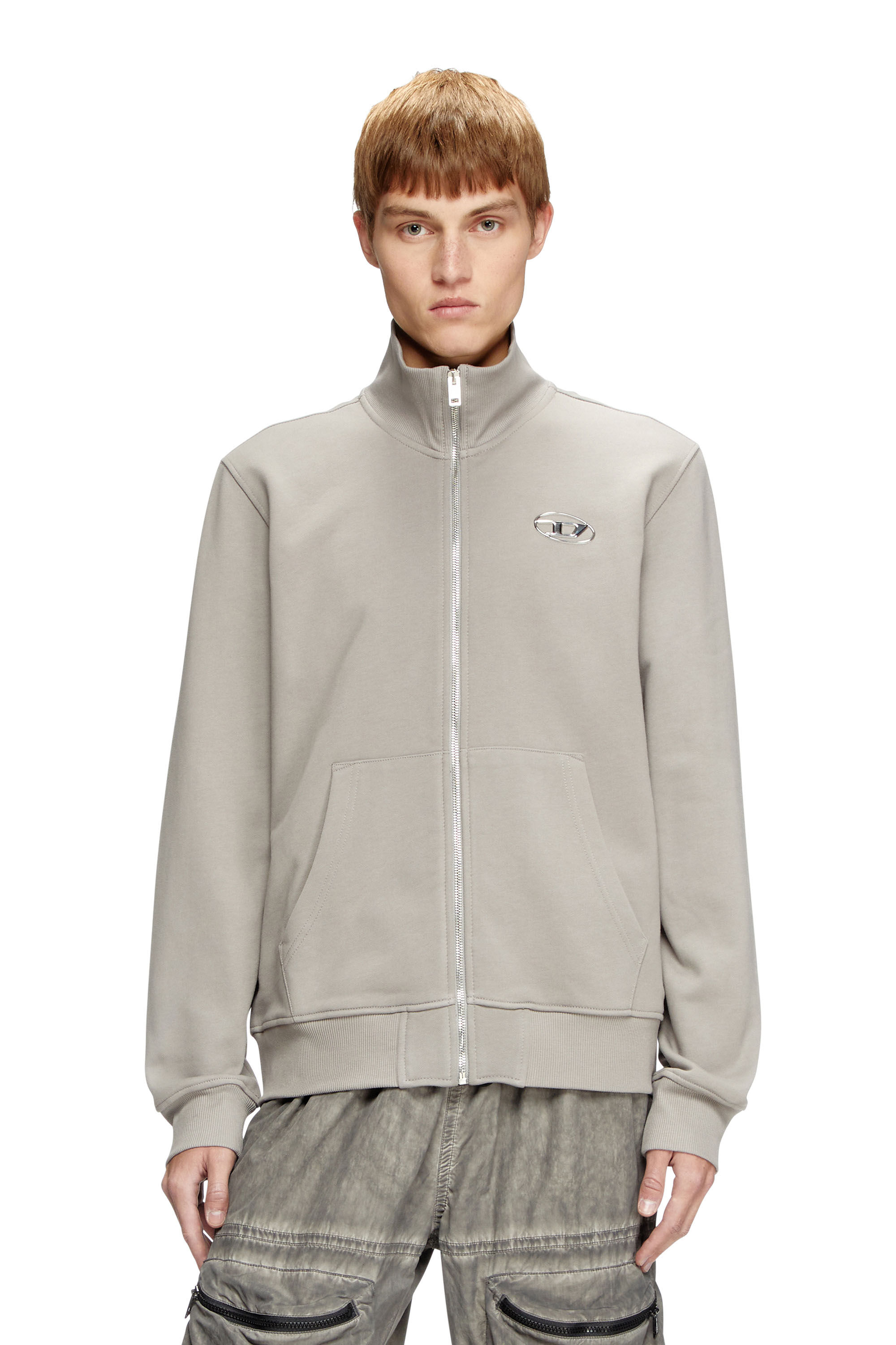 S-GINNI-ZIP-OD ジップアップスウェット｜グレー｜メンズ｜DIESEL