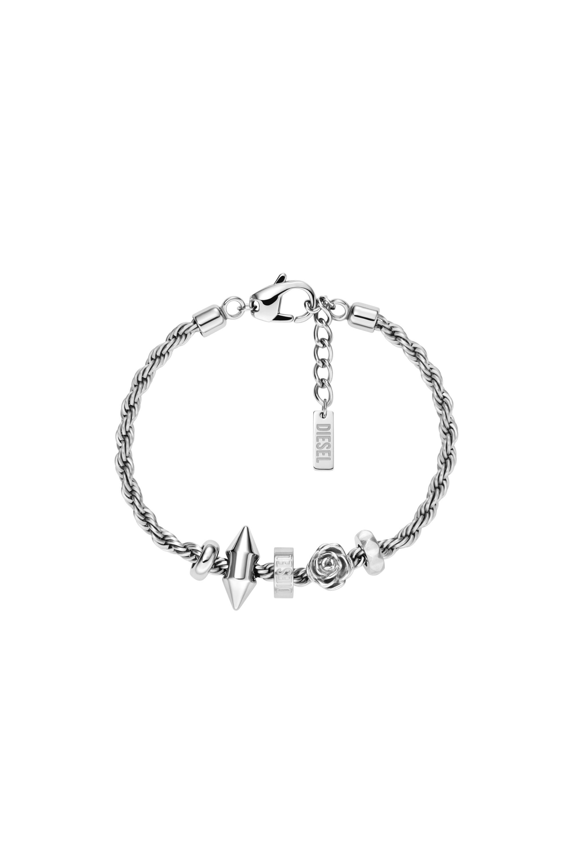 DX1622040 JEWELLERY Stainless steel charm bracelet｜シルバー