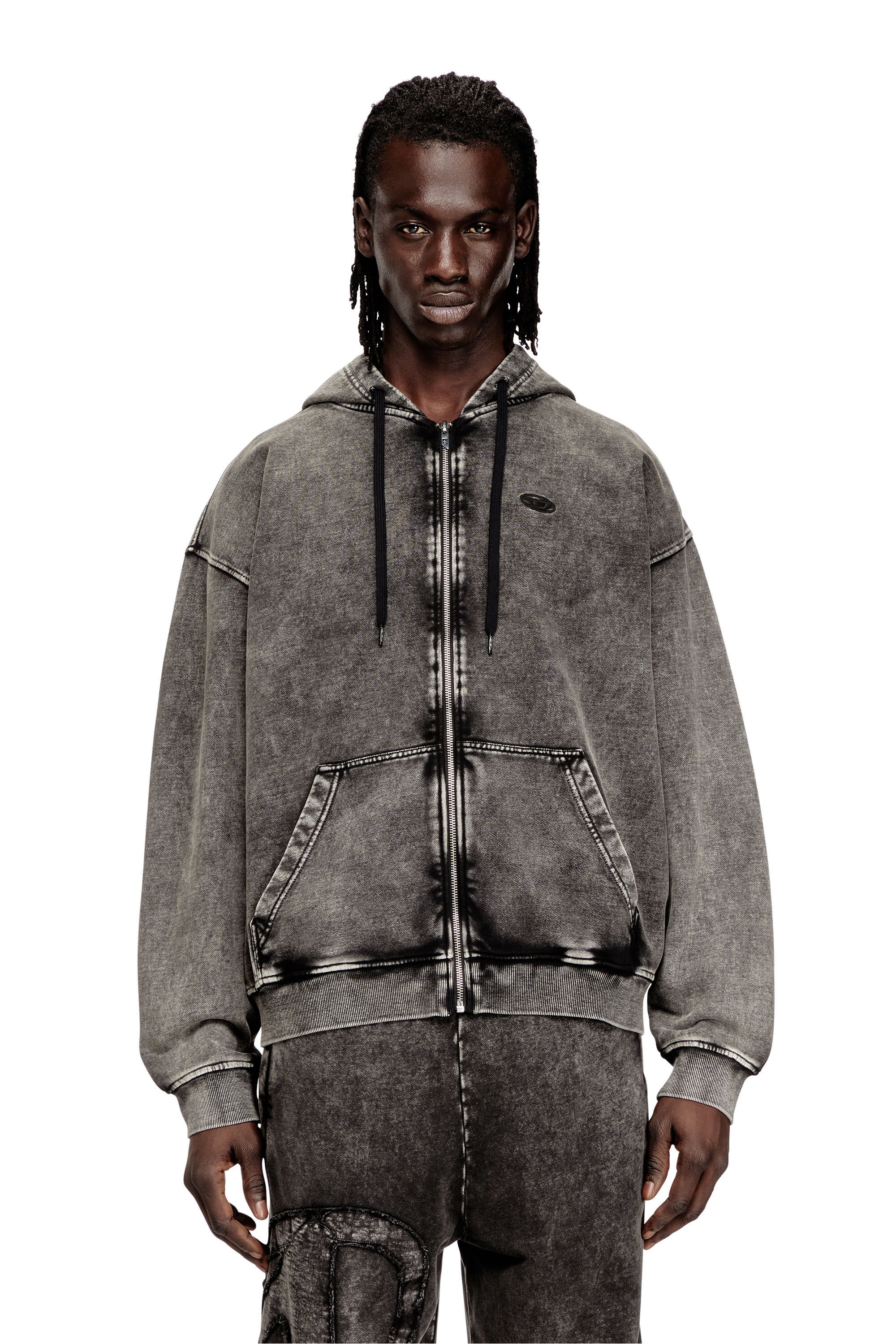 S-BOXT-HOOD-ZIP-DEN ジップアップパーカー｜グレー｜メンズ｜DIESEL