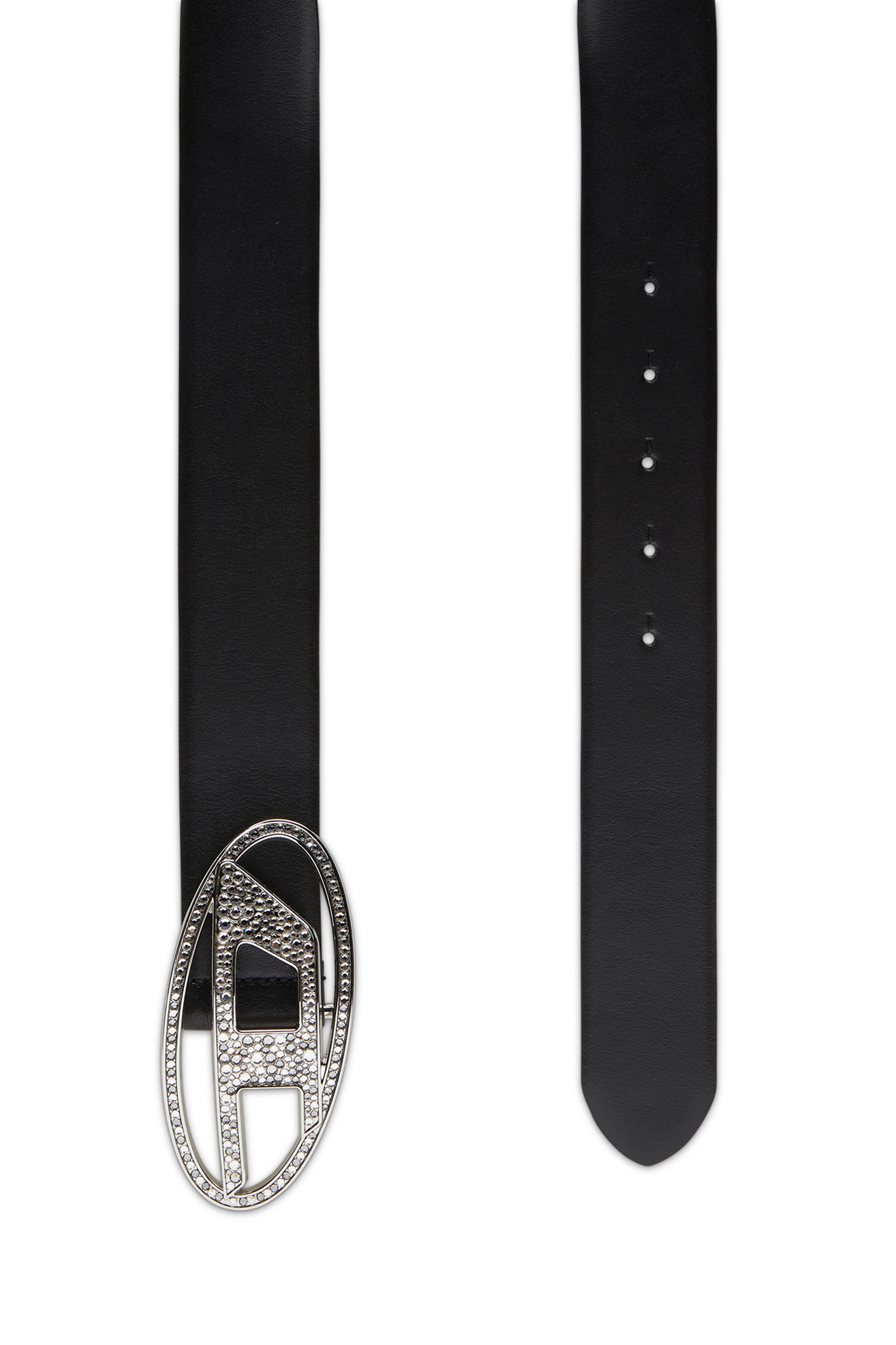 B-1DR STRASS 4cm Leather belt with crystal buckle｜ブラック
