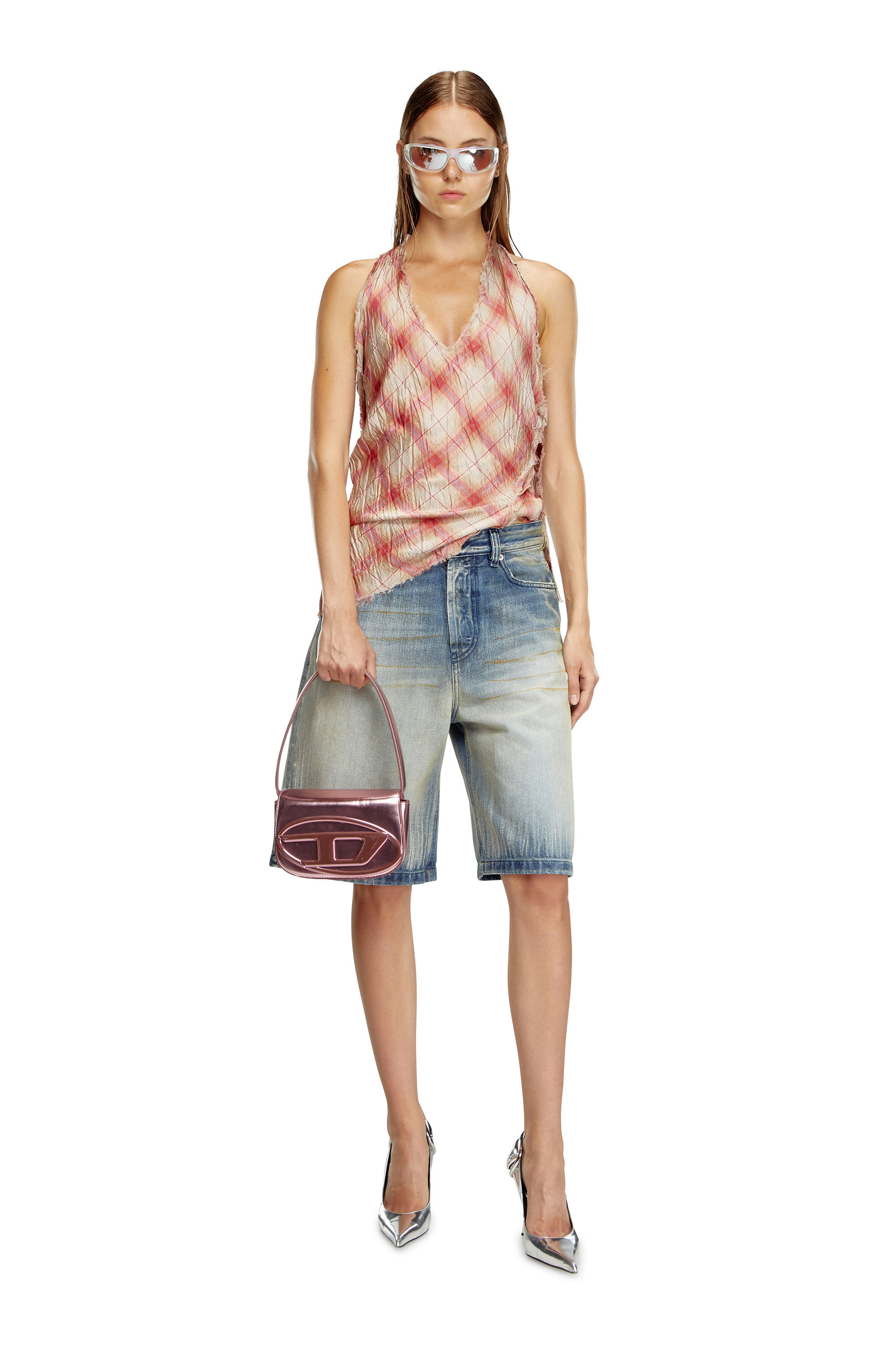 1DR｜ウィメンズ｜レザーショルダーバッグ｜ピンク / ホワイト