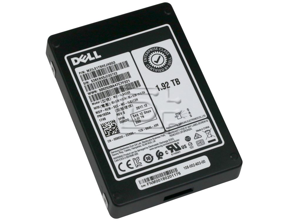 Dell Enterprise 086DD / Samsung PM1633a MZILS1T9HEJH0D3 2.5in SFF