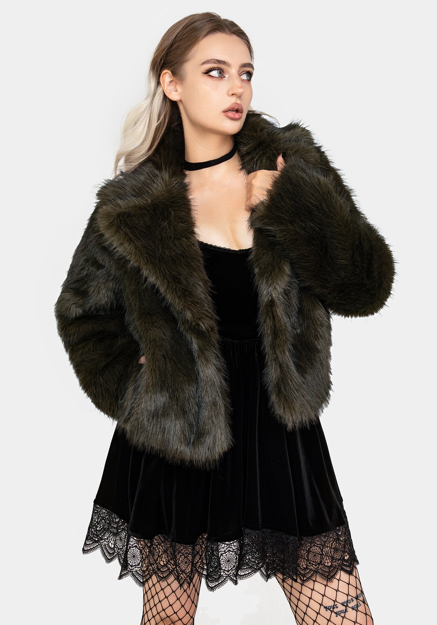 Monstrum Cropped Faux Fur Jacket | Disturbia - Shop Women's Gothic