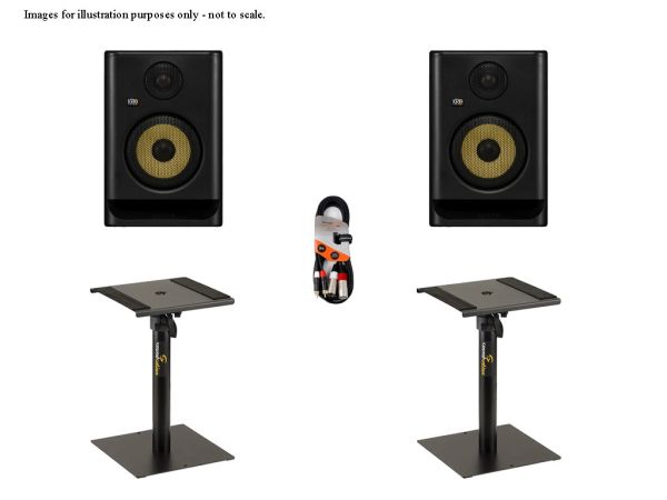 KRK Rokit RP5 G5 Black (Pair) with Desktop Monitor Stands + Cable