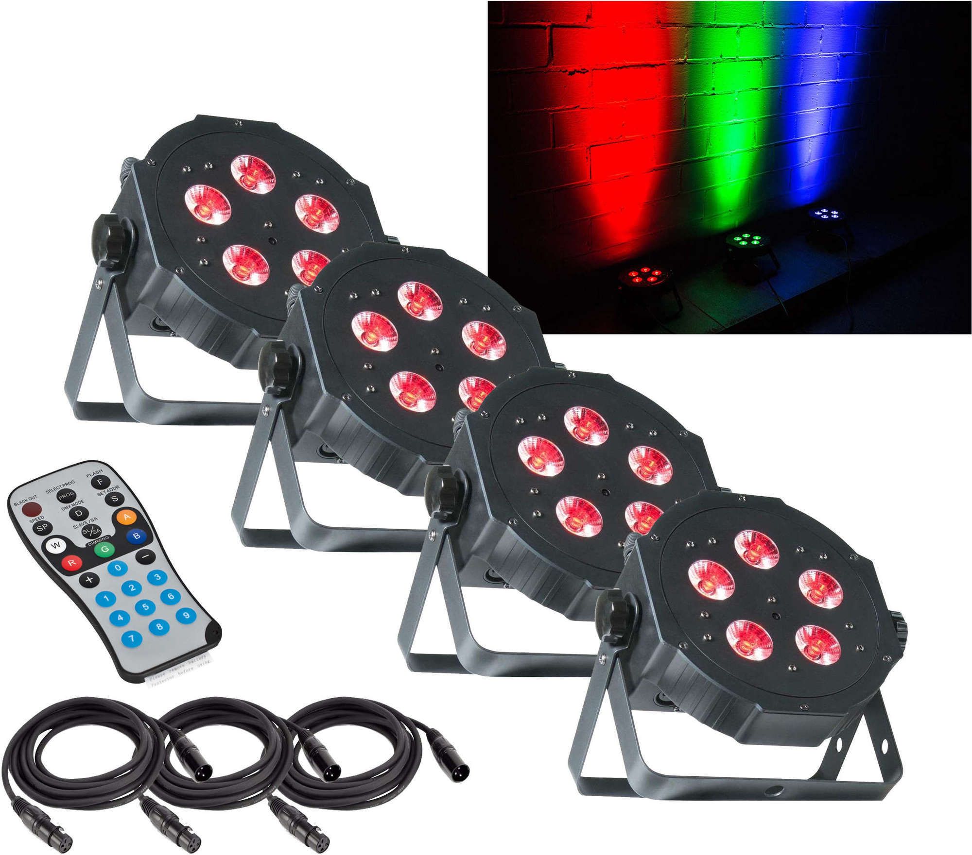American DJ Mega TriPAR Profile PLUS RGB UV DMX DJ Flat ParCan 4 Pack
