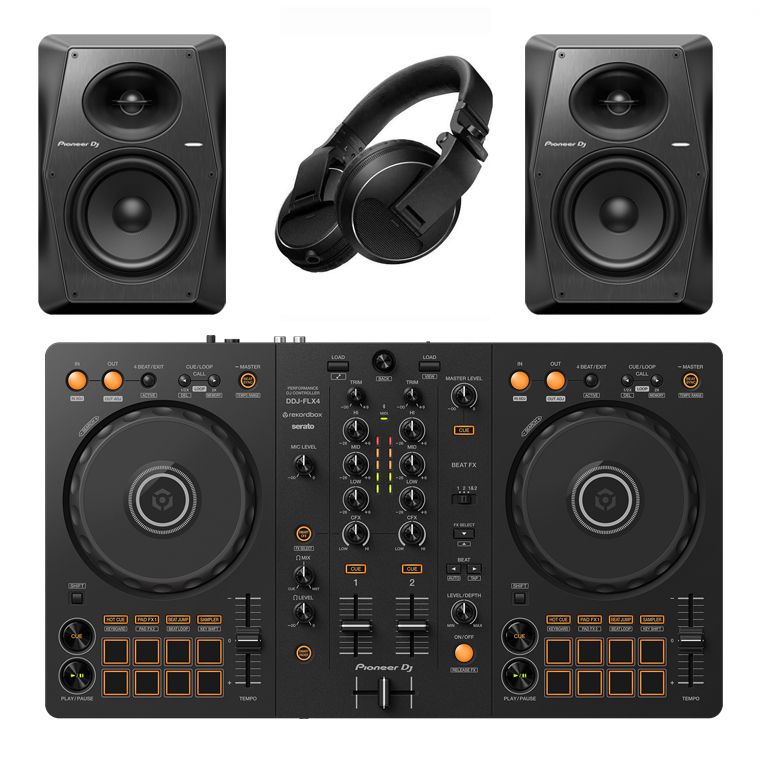 Pioneer DJ DDJ-FLX4, VM-70 + HDJ-X5 Bundle