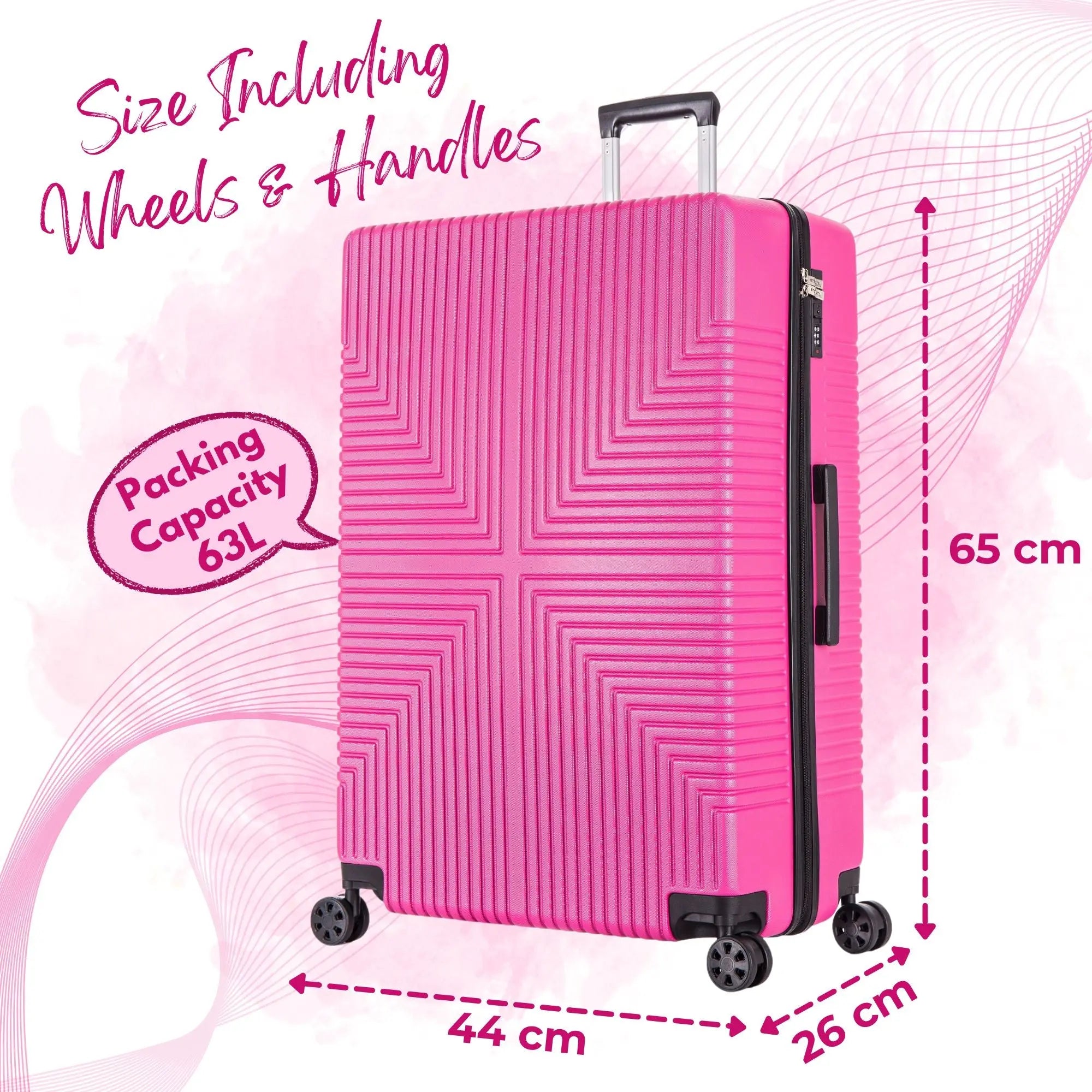Medium Suitcase – Lightweight Hardshell 4 Wheel Travel Luggage 15