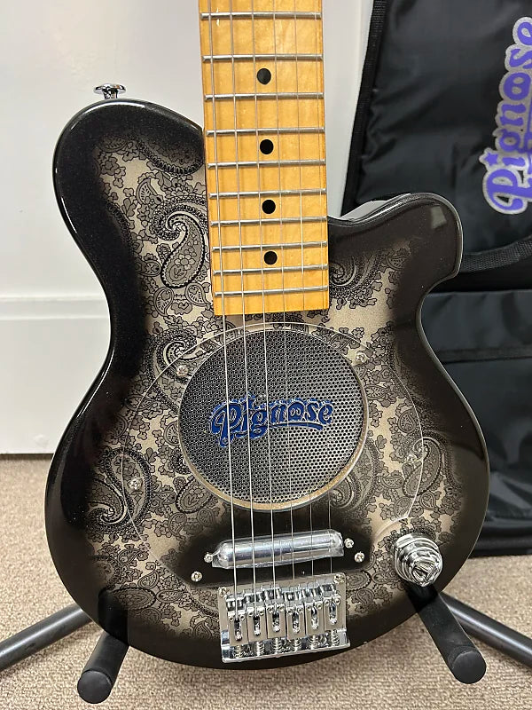 Pignose PGG-200 Mini Electric Travel Guitar - Black Paisley w/Gig