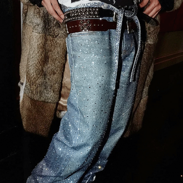 BIRTH OF ROYAL CHILD 3D PRINTING WASHED FULL DIAMOND DENIM / BLUE