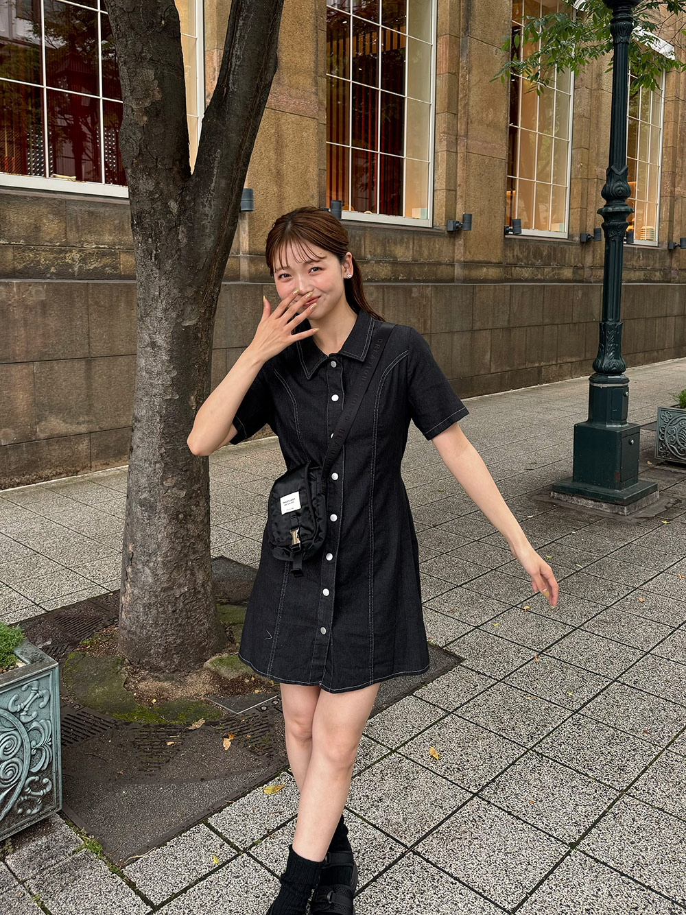 ステッチデニムシャツミニワンピース | レディースファッション通販