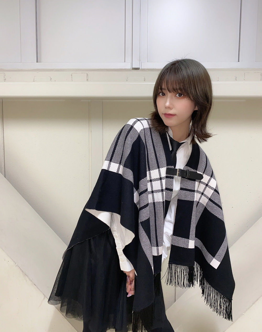 チェック柄ポンチョコート | レディースファッション通販 - DHOLIC