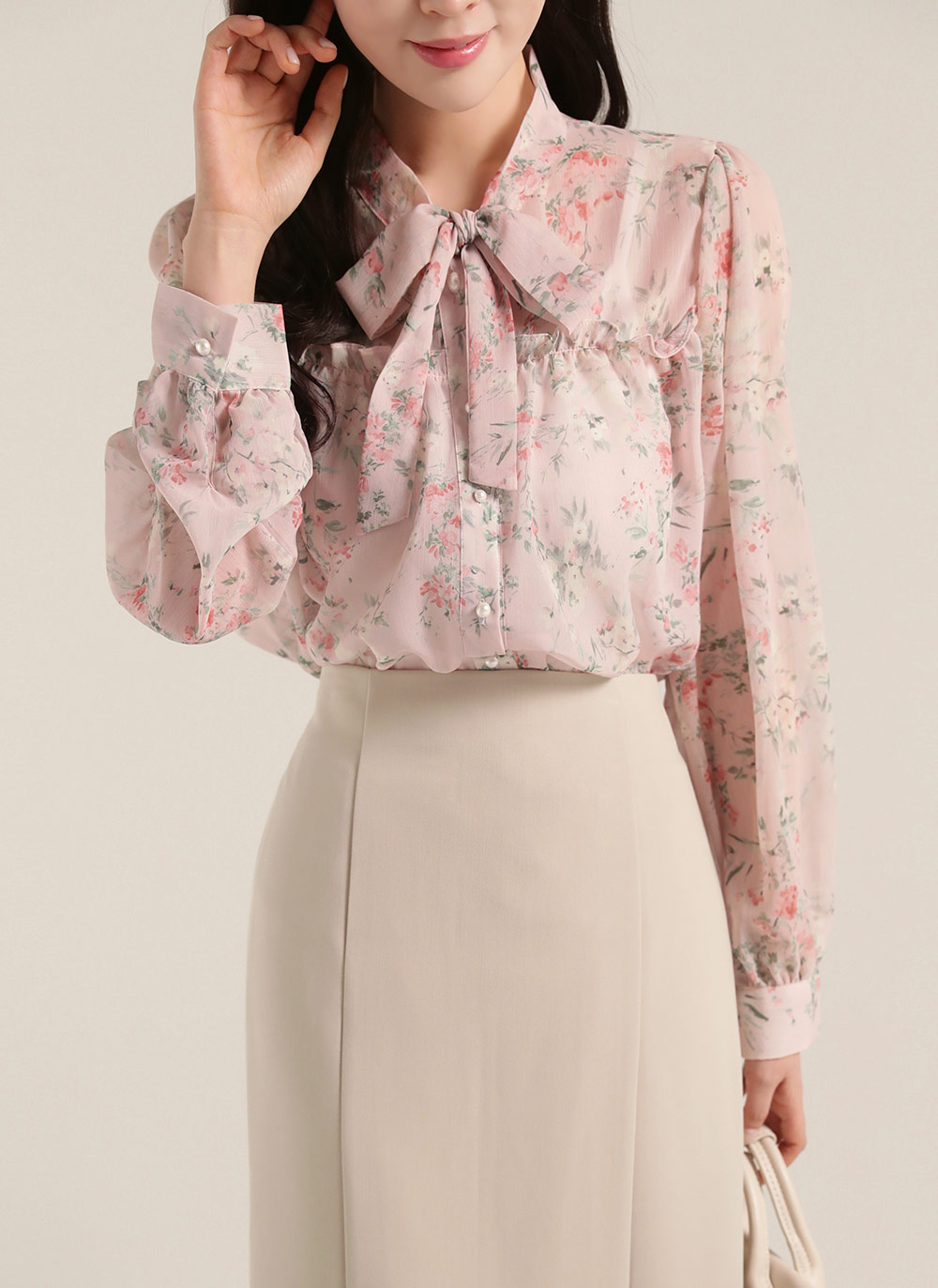 花柄フリルリボンブラウス | レディースファッション通販 - DHOLIC