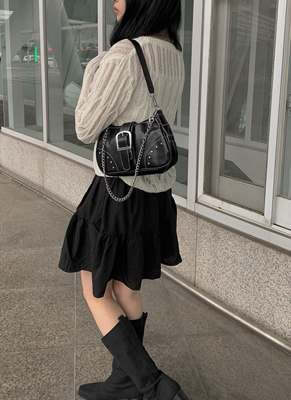 y2kチェーンバックルレザー調バッグ | レディースファッション通販