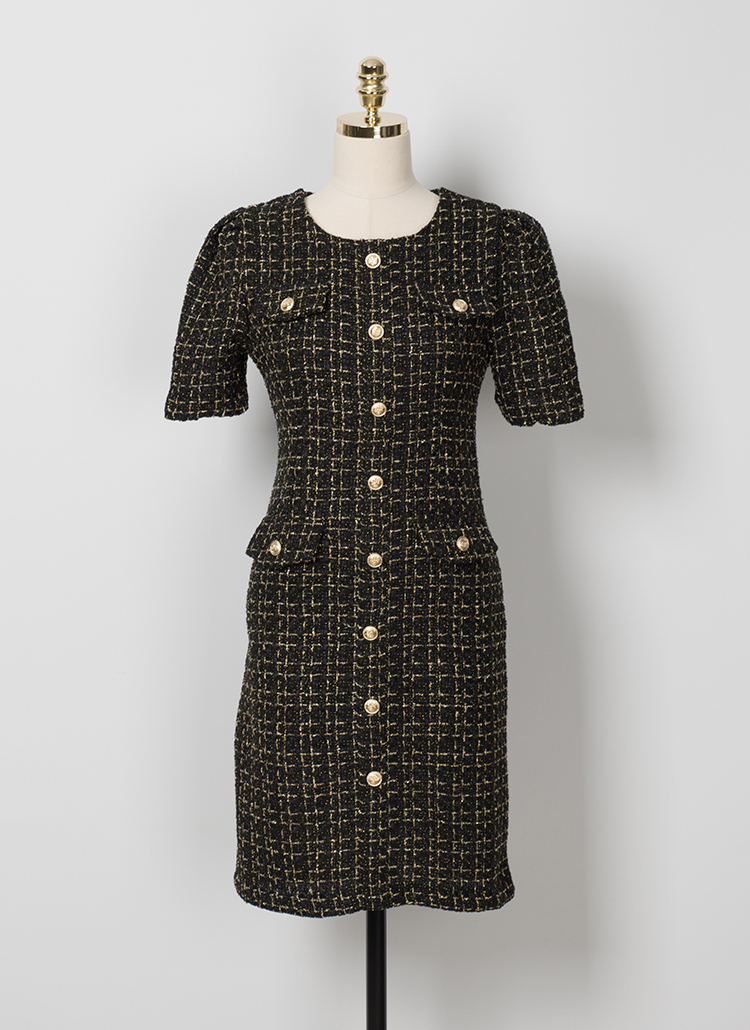 半袖ツイードミニワンピース | レディースファッション通販 - DHOLIC