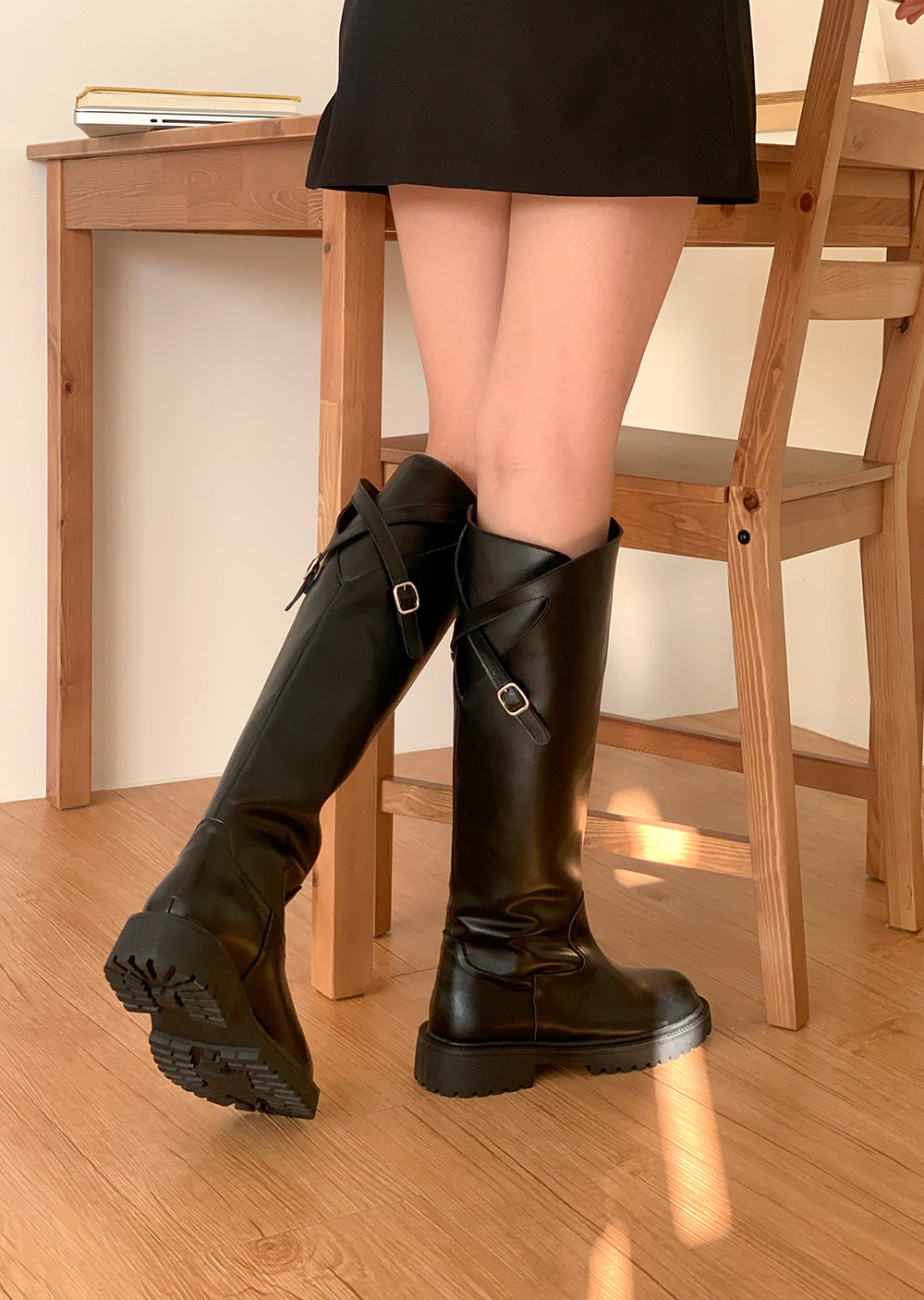 バッククロスベルトロングブーツ | レディースファッション通販 - DHOLIC