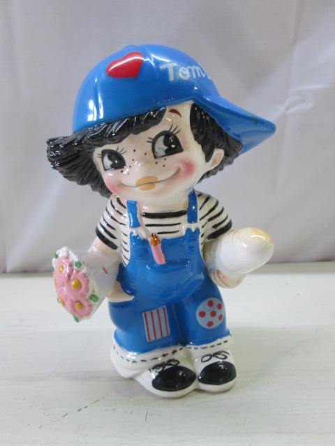 内藤ルネデザイン 青いドレスの少女 貯金箱 内藤ルネデザイン 青い