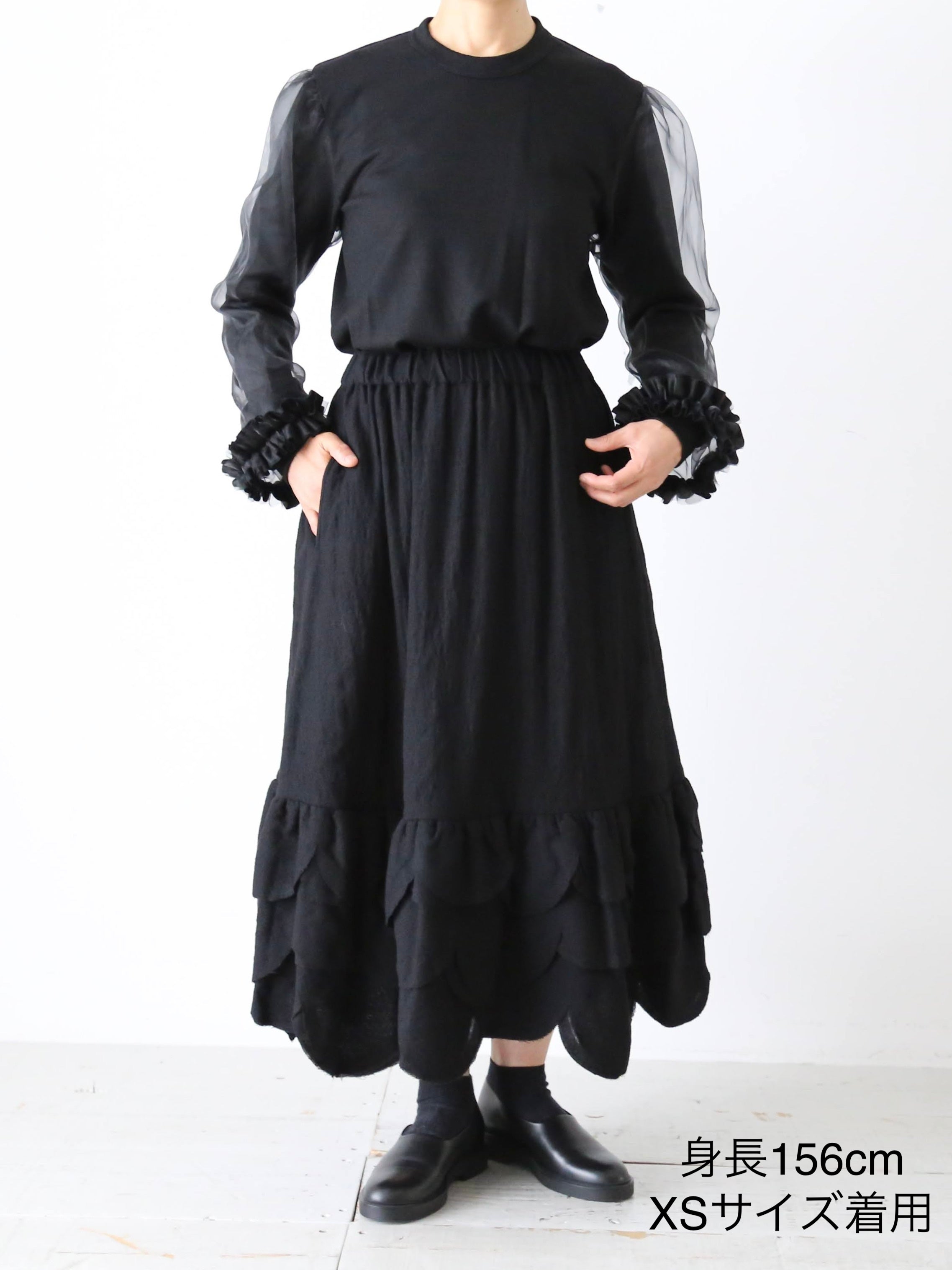 noir kei ninomiya ウールナイロンミルドスカート [3P-S007-051] – CREER