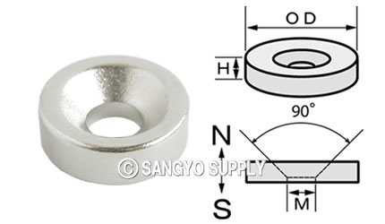 磁石製作販売会社サンギョウサプライのネオジウム磁石φ12×4（M4皿ねじ穴）