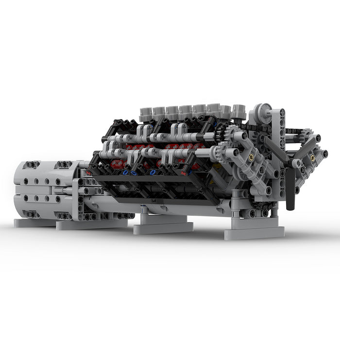 V12 Engine with Gearbox 856PCS Mk2 Sci-fi Engine Model Building
