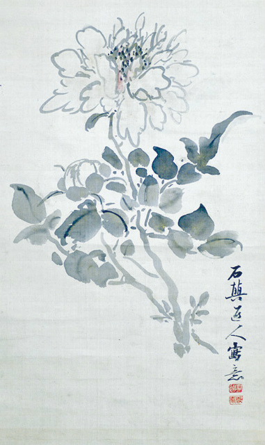 増山雪斎画賛幅「牡丹図」 - えびな書店オンラインギャラリー