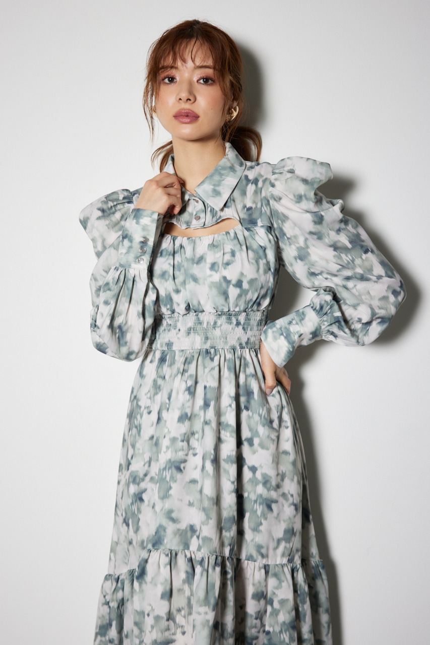 rienda | ウエストシャーリングシャツディテールワンピース